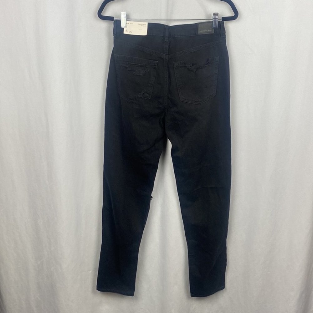 American Eagle Outfitters AE Ripped Mom Jean - Destroyed Black - Size 6 X-Long - Picture 10 of 15